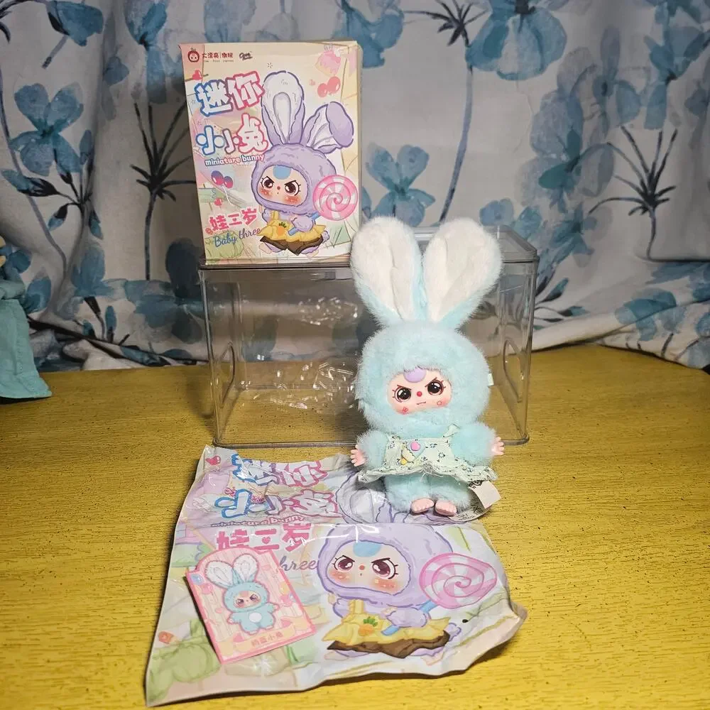 Baby Three Mini Bunny Baby Blue Plush Pendent Special Eyes Green Dress Ice Cream